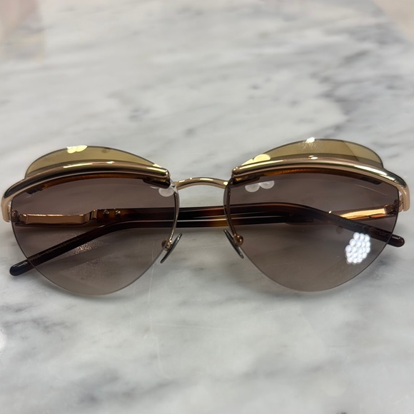 Pomellato PM0062S 002 59-14-135 Gold Brown Semi-Rimless Sunglasses